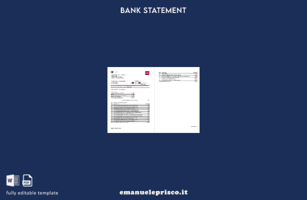 modello Excel (pagine) di estratto conto bancario USA North Carolina BB&T Corp. 